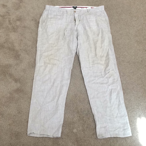 Oatmeal Linen Pants - Picture 1 of 6